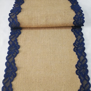 Camino de mesa de encaje azul marino, camino de mesa festivo para bodas, decoración de bodas para novias, caminos para bodas, arpillera para bodas HD277