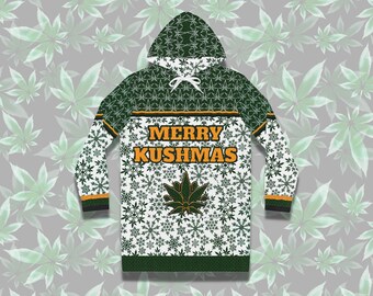 Cannabis UGLY CHRISTMAS SWEATER Dress Stoner Gift• Weed Dress Jamaica Colors• Merry Kushmas Marijuana Sweater Dress Gift•  Stoner Xmas Gift