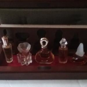 Miniature Perfume Bottles in a Wooden Presentation Box