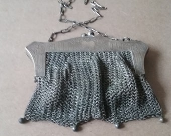 German Silver Chainmaille Purse Antique