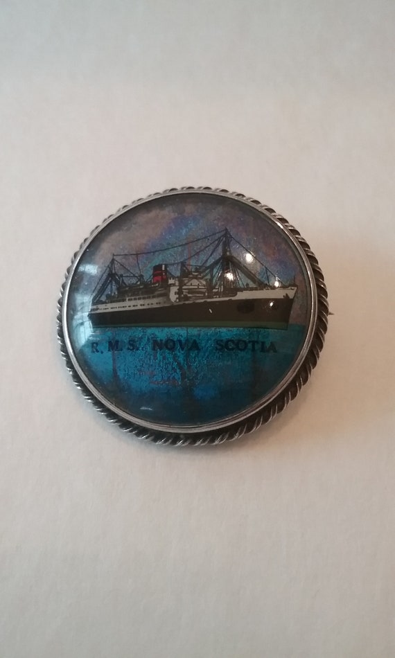 Reverse Glass Painted Pin H M S Nova Scotia - image 2