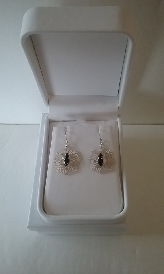 Sterling Silver Spider Web Black Onyx Spider