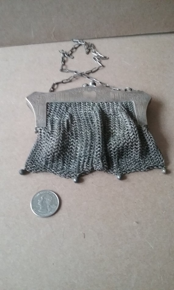 German Silver Chainmaille Purse Antique