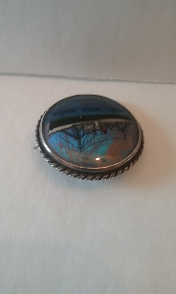 Reverse Glass Painted Pin H M S Nova Scotia - image 5