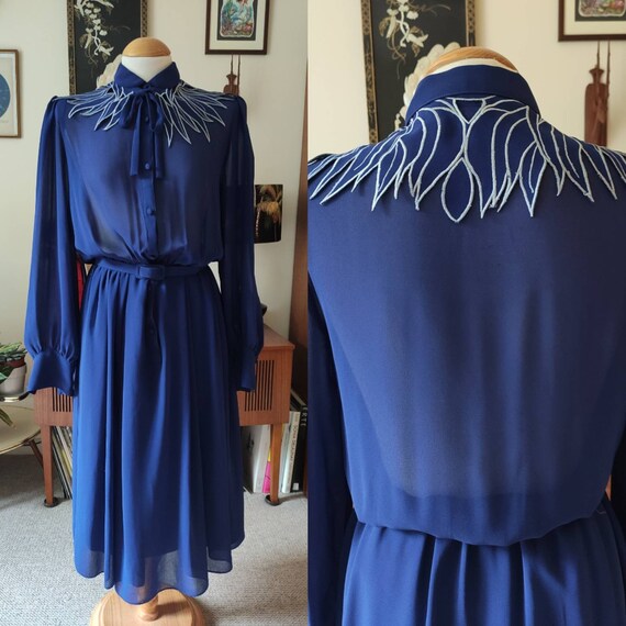 Incredible 1980s does 1940s vintage dress - detach