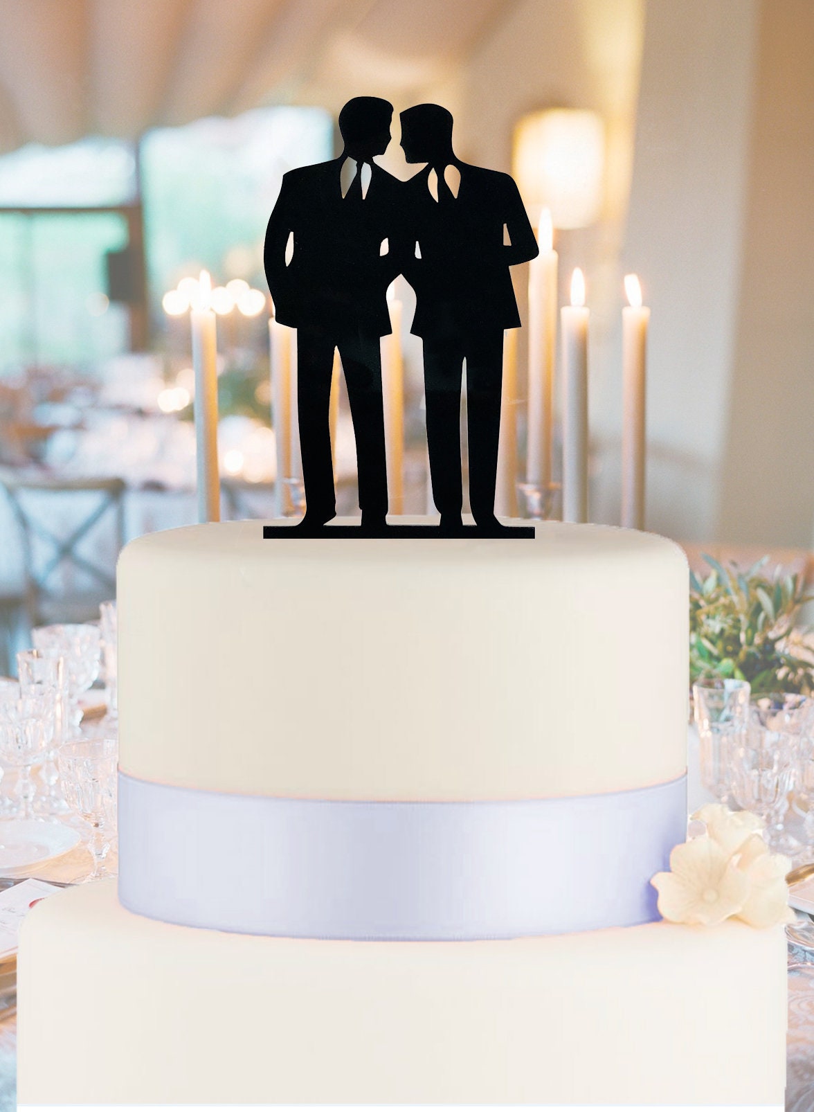 Mr and Mr Gay Same Sex Personalised date Acrylic Cake topper Wedding cake.656