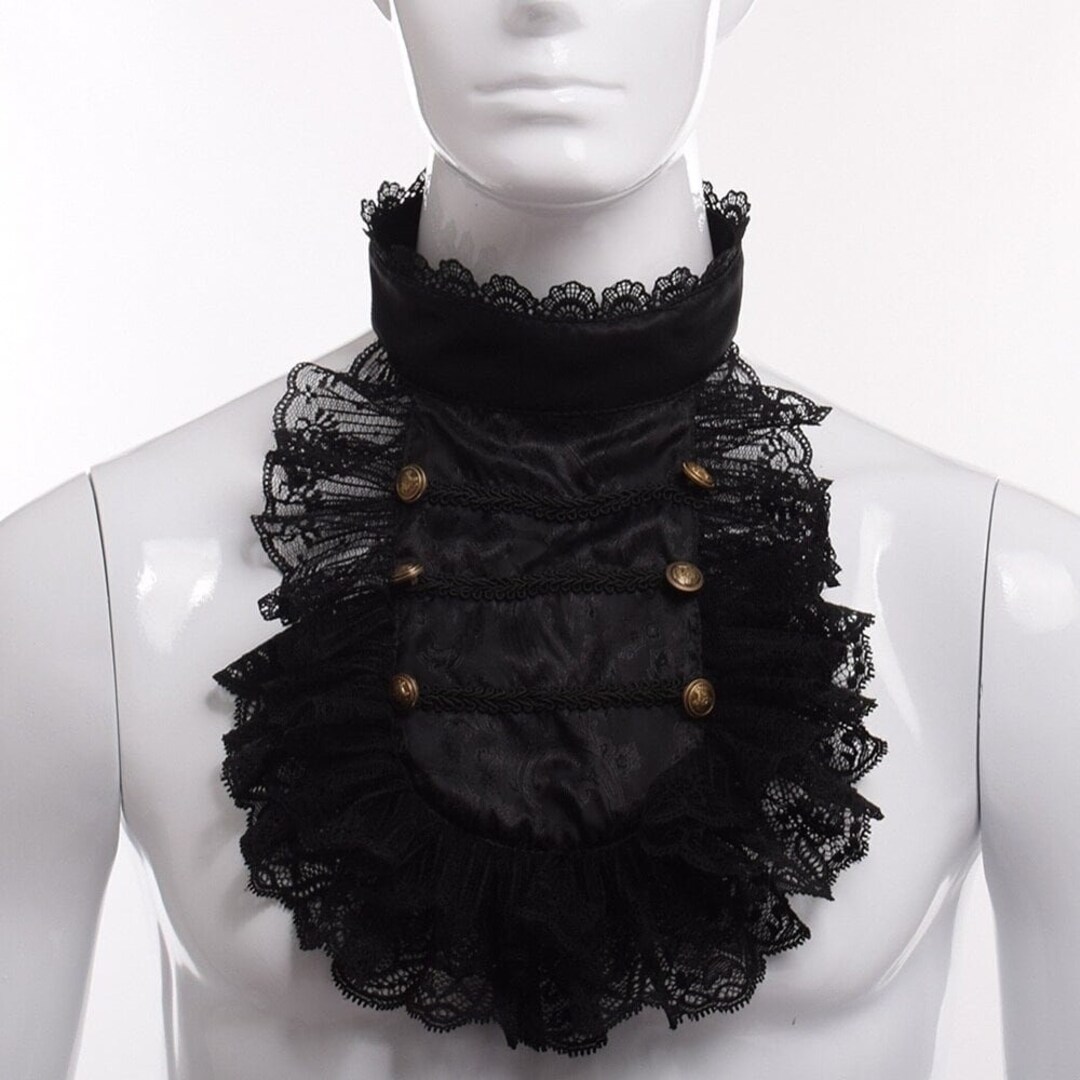 Black Color Colonial Lace Jabot for Men Fashion Party Cosplay Etsy