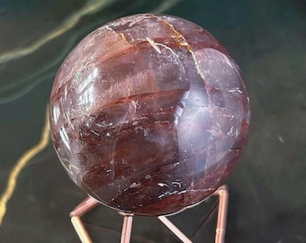 Fire Quartz Crystal Sphere | Hematoid Quartz Gemstone, Root Chakra, Grounding Meditation Stone