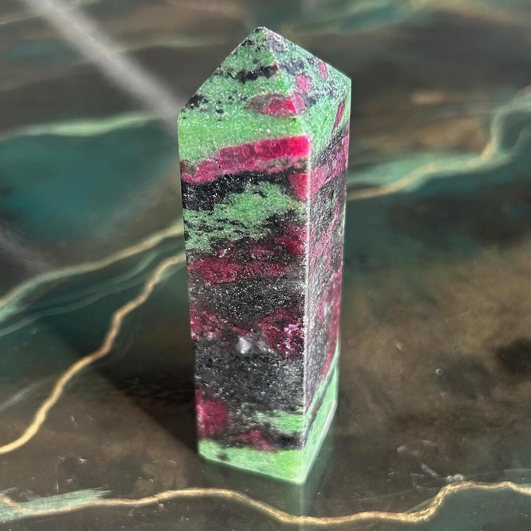 Ruby in Zoisite Tower // 237g // Polished Crystal Obelisk // Natural ...