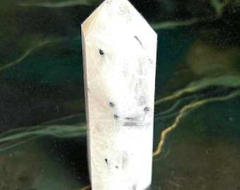 Turmalina negra en torre de cuarzo / 241 g / Punta de cuarzo turmalinado - Cristal de protección - Piedra para enraizar el chakra raíz