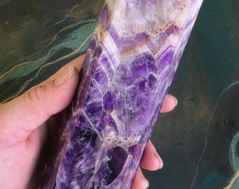 Chevron Amethyst Tower | 990g | Dream Amethyst Point - Banded Purple Quartz Crystal - Crown Third Eye Chakra