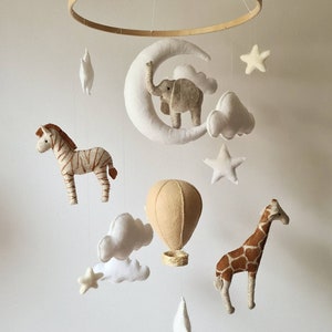 Day dreamer, gender neutral Safari baby mobile, safari crib mobile, jungle cot mobile, nursery mobile with giraffe, safari cot mobile image 5