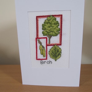 Cross Stitched kaart - Berkenboom