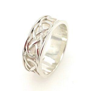 Men’s Sterling Silver Wide Band Celtic Ring. Made in Ireland