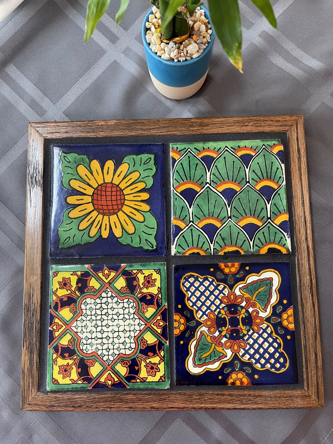 Trivet Handcrafted Oak Wood Frame 10.5x10.5 Etsy