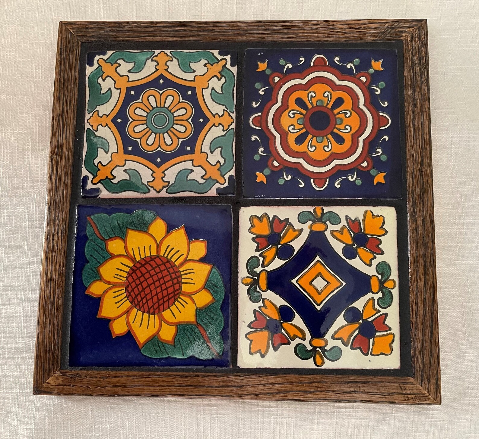 Trivet Handcrafted Oak Wood Frame 10.5x10.5 Etsy