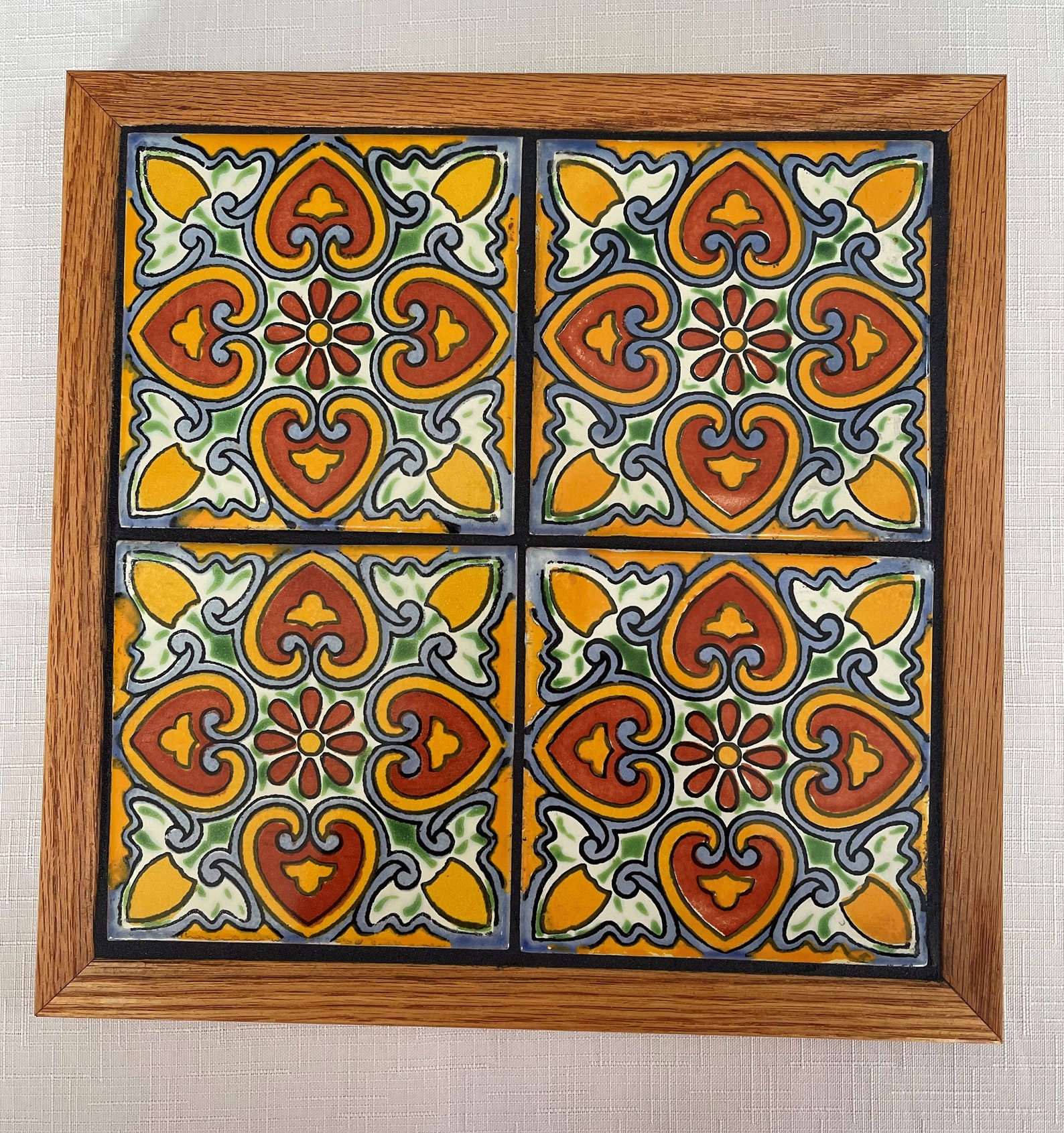 Trivet Handcrafted Oak Wood Frame 10.5x10.5 Etsy