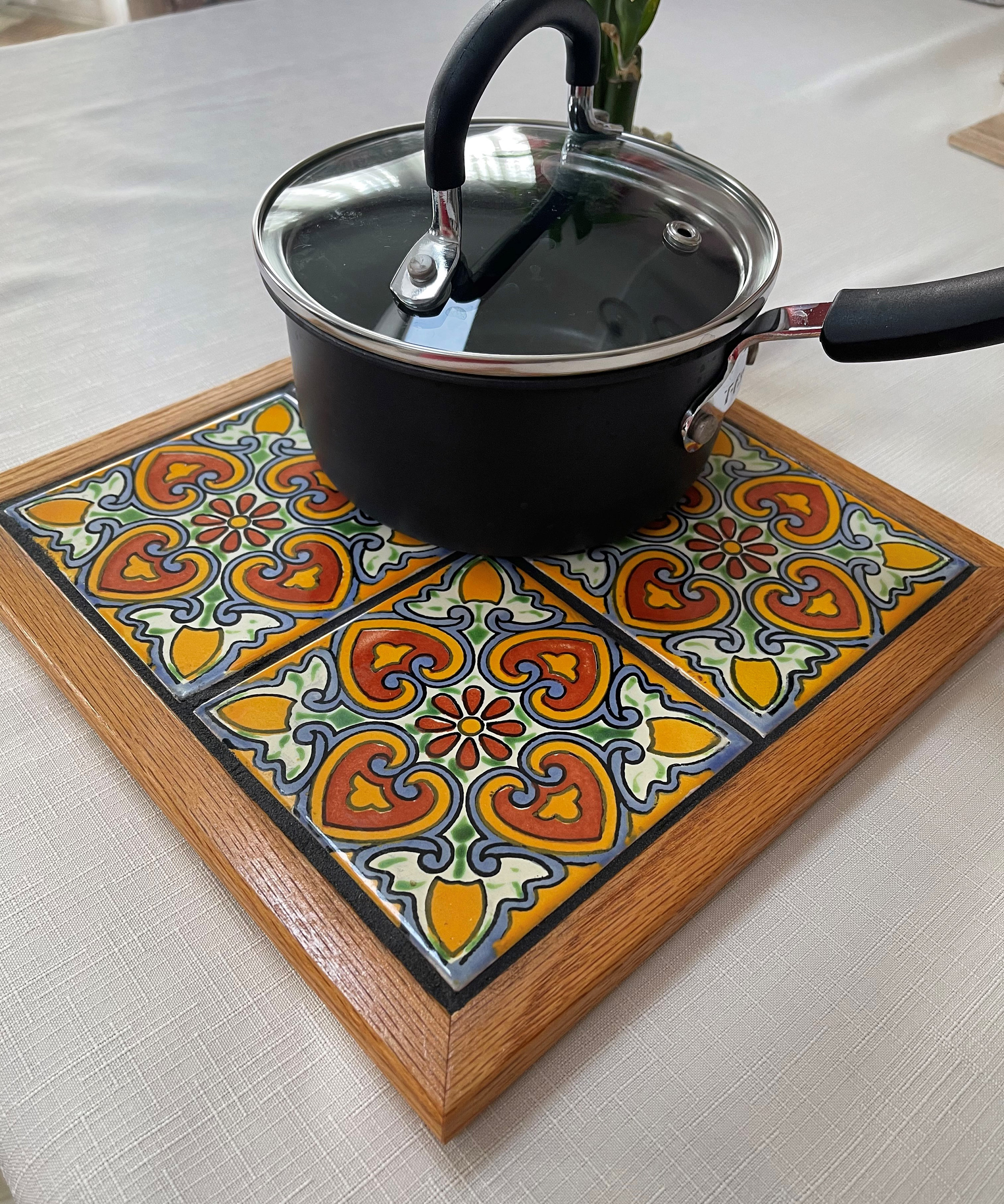 Trivet Handcrafted Oak Wood Frame 10.5x10.5 Etsy