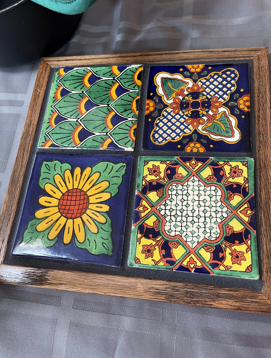 Trivet Handcrafted Oak Wood Frame 10.5x10.5 Etsy