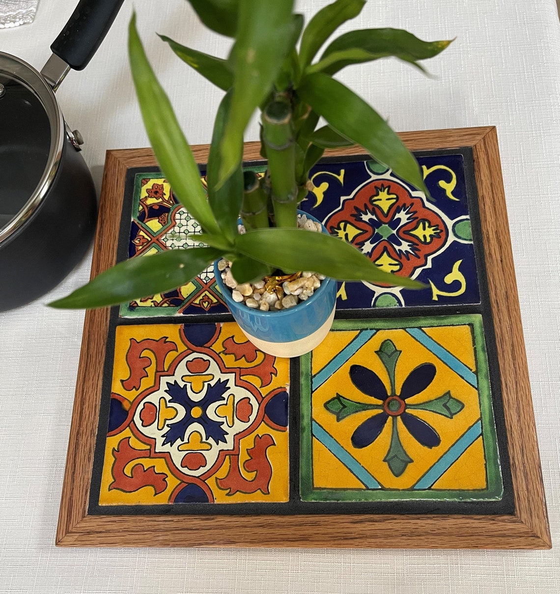 Trivet Handcrafted Oak Wood Frame 10.5x10.5 Etsy