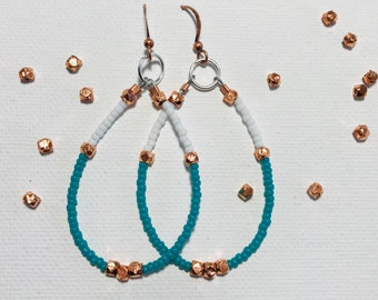 Turquoise and Copper hoop earrings