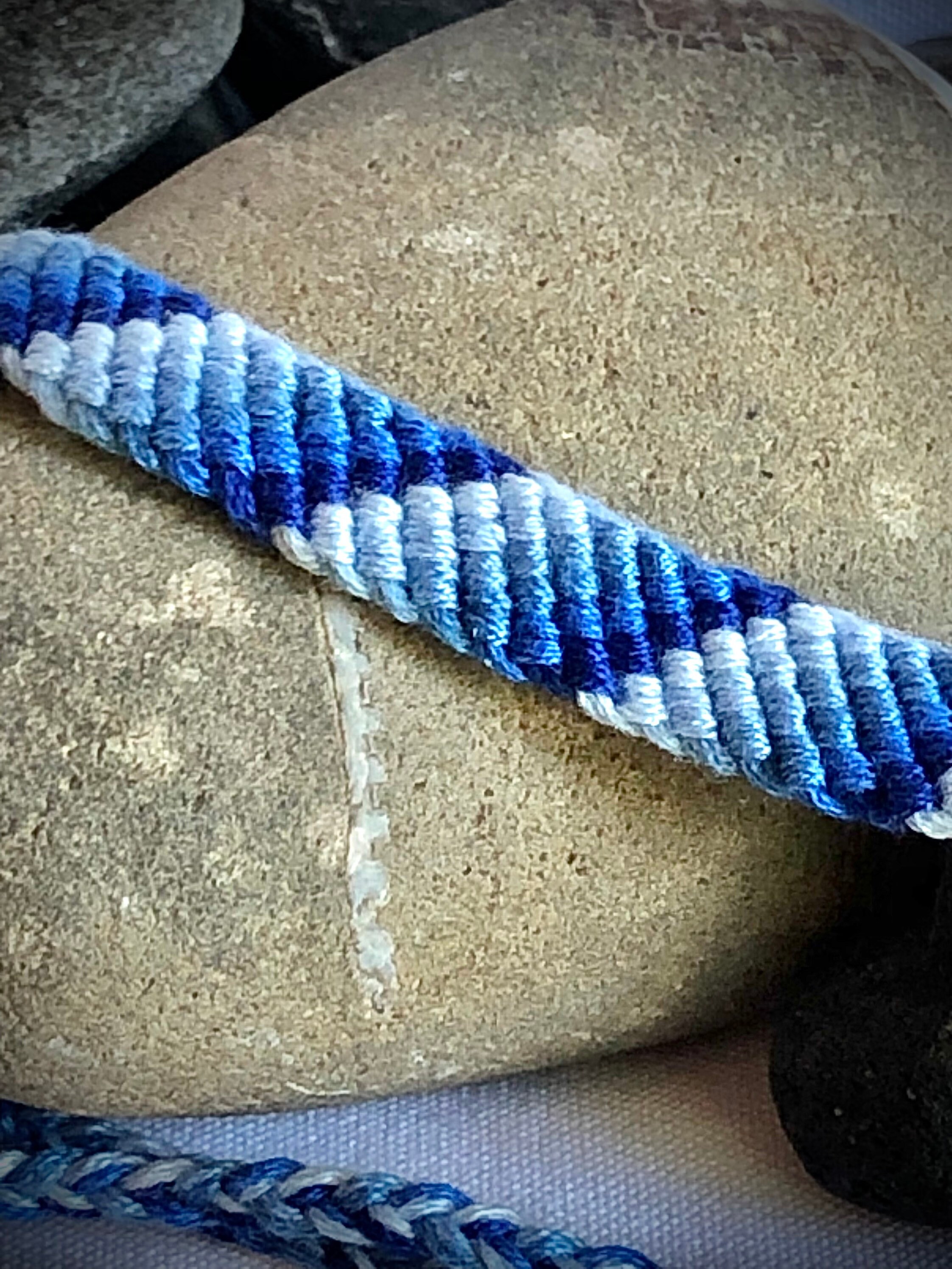 Blue Diagonal Lined Friendship Bracelet Etsy