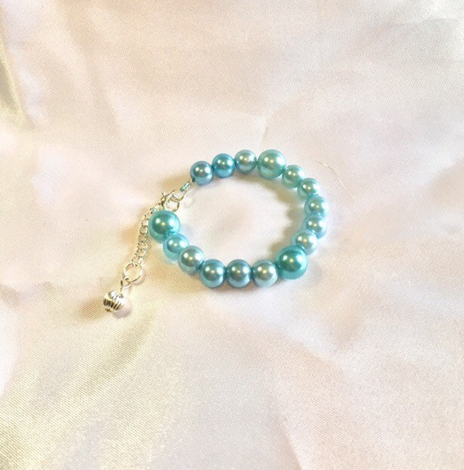 Cyan Pearles Adjustable Bracelet - Etsy