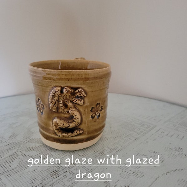 Dragon Mug/Handmade Ceramic Wheel thrown Mug/Stoneware Pottery/Hot Coffee Tea Chocolate/Gift for coffee lover/Lunar New Year/Mahjongg gift