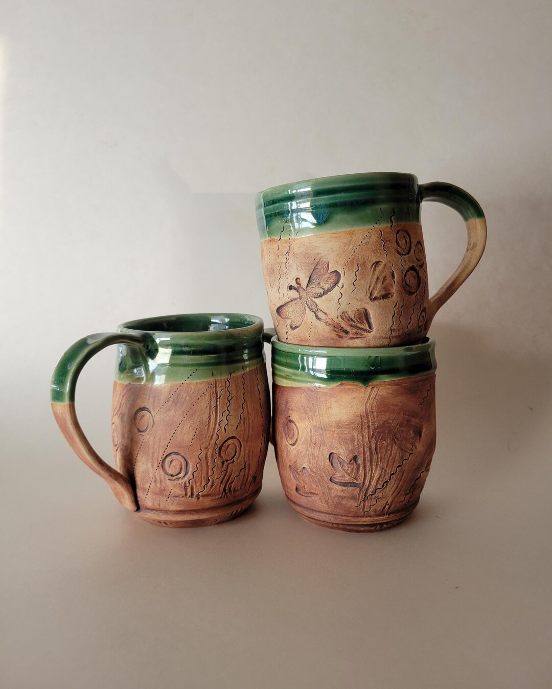 Handmade Ceramic Forest Mug: Green & Aqua Pottery, Nature-inspired - Etsy