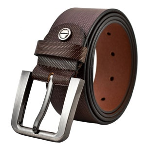 Mens Genuine Leather Full Grain Belt Belts With Strong Silver Buckle Enclosed in an Elegant Gift Box # 100% Leather# 1st CLASS P&P