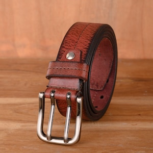 Ledergürtel Echte doppelt genähte Herrengürtel (in Geschenk-Samttasche eingeschlossen) Hochwertige SCHNALLE # 100% Leder # 1st Class P & P DOUBLE Prong