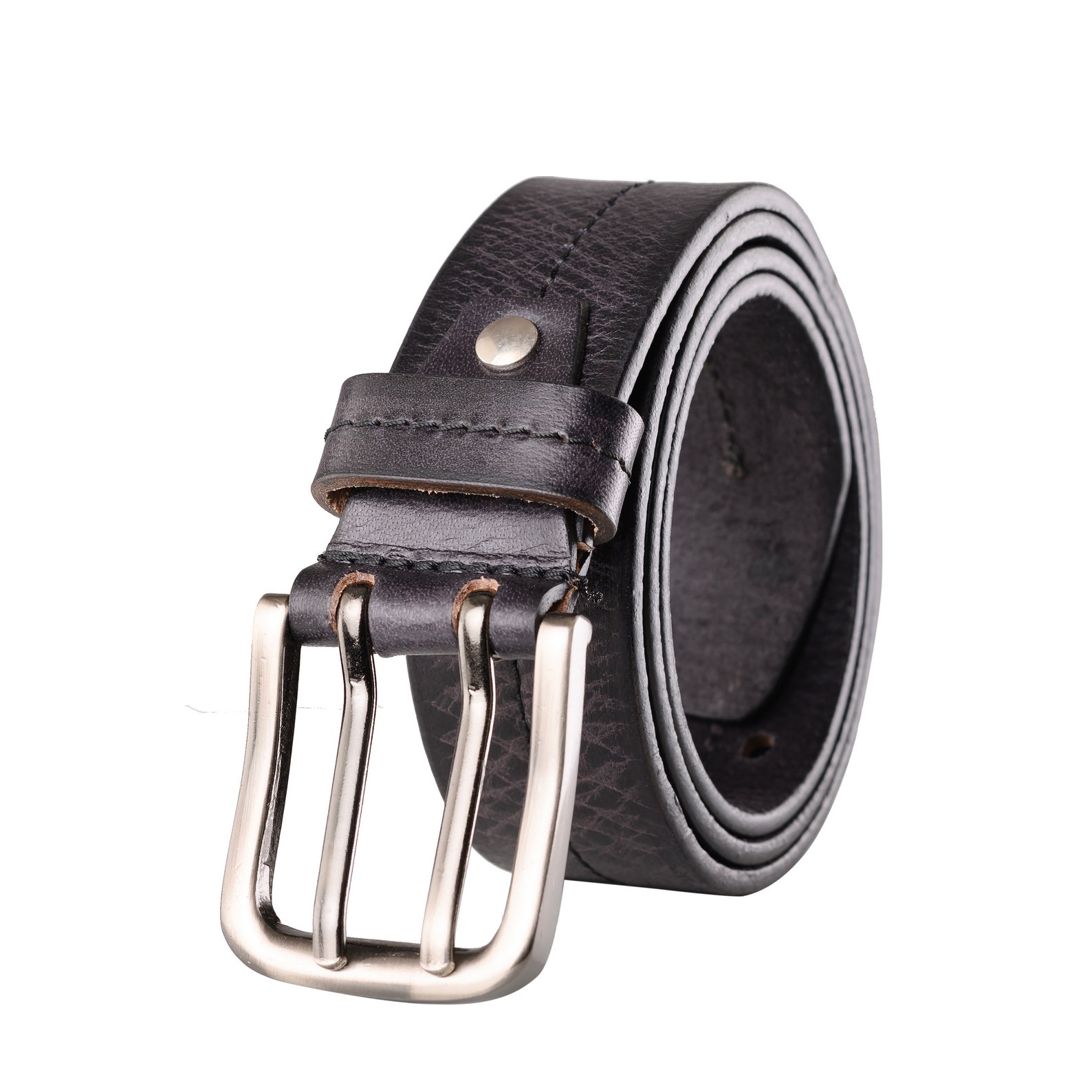 Leather belt mens genuine double stitched belts enclosed in etsy uk