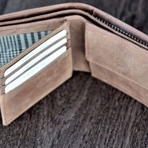 Carteras de cuero para hombres Cartera de cuero 100 por ciento real Tarjetero con caja de regalo Cuero de cazador de primera calidad Hecho a mano Cosido a mano