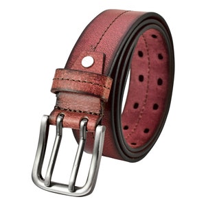 Berreri Mens Casual Stitched High Quality Leather Belts BB-35 Dress Belt Black Brown