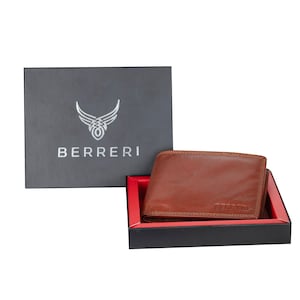 Cartera de cuero genuino para hombre de alta calidad con tarjetero RFID seguro y caja de regalo en existencias del Reino Unido