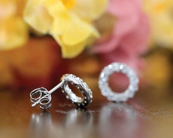 14K WHITE GOLD FN BRILLIANT SIM DIAMOND WOMEN/'S FASHION STUD CLUSTER EARRINGS