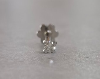 14K Yellow Gold .03 CT (2mm) Natural Diamond 22 Gauge Curved Nose Stud 14K Yellow Gold .03 CT (2mm) Natural Diamond 22 Gauge Curved Nose Stud