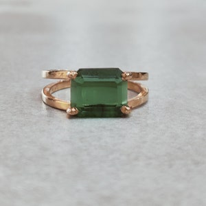 3CT Emerald Double Stick Solid 14K Gold Wedding Engagement Anniversary  Ring, Gem Stone Ring,May Birthstone Ring,Vintage Emerald Ring