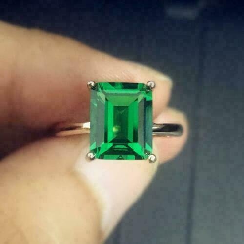 2.00 Ct Emerald Cut Green Emerald Solitaire Engagement Ring - Etsy