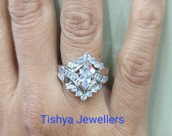 1.60Ct Marquise Cut diamond Halo 925 Sterling Silver Engagement Ring
