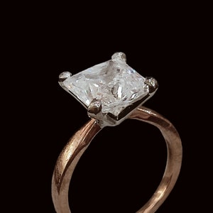 5ct Princess Cut Simulated Diamond Ring - 10K Rose Gold Plated