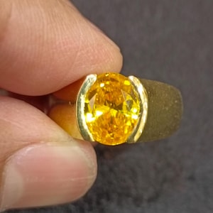 4ct Simulated Yellow Sapphire Men&#39;s Engagement Ring 14K Yellow Gold Plated