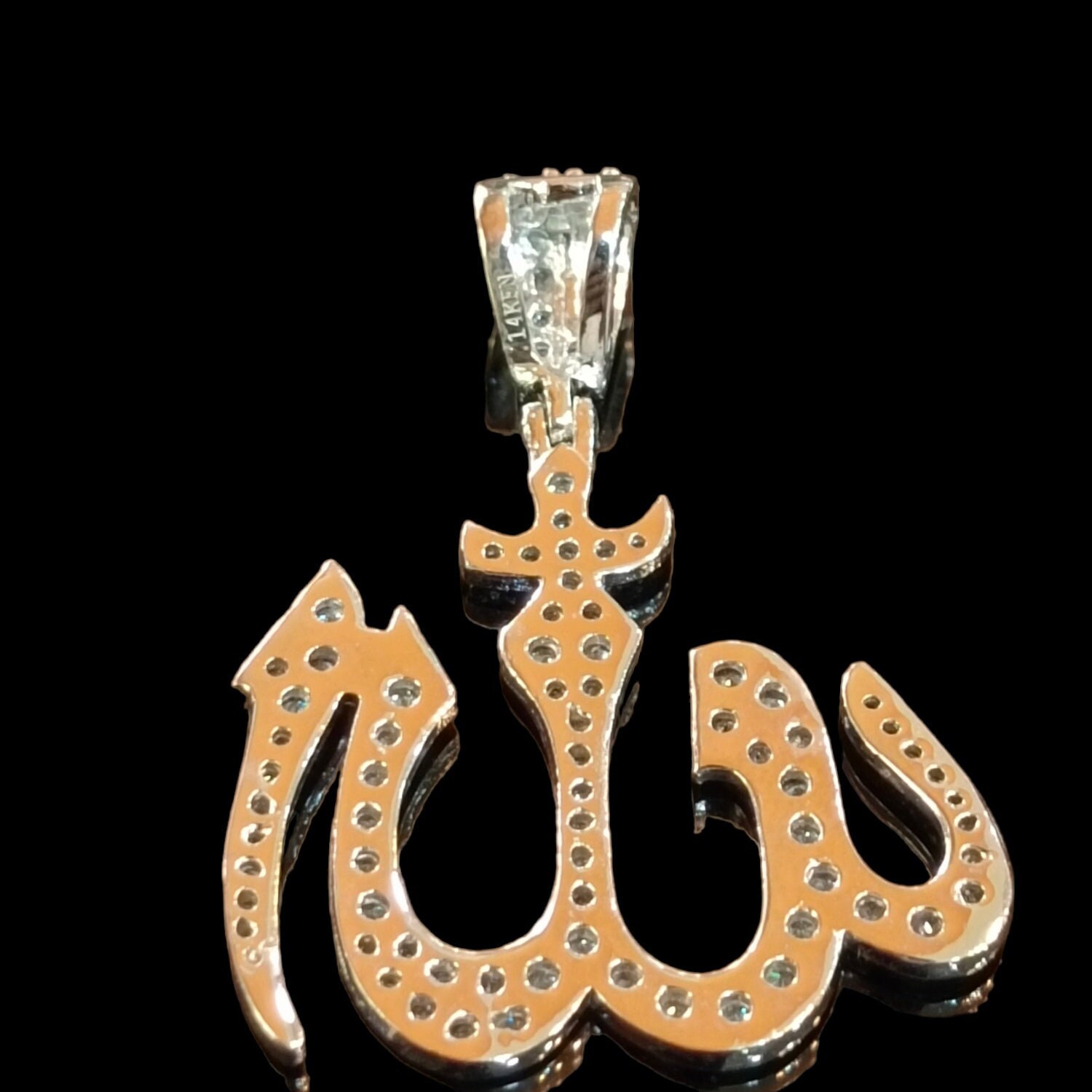 Ciondolo Allah Islamico Con Diamanti Simulati – Argento Placcato Oro Giallo 14K, 3 Carati