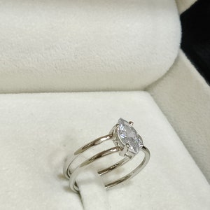 1.60ct Marquise Simulated Diamond Ring: Sterling Silver, 14k White Gold Anniversary Band