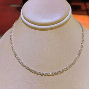 3mm Moissanite VVS1 Diamond Dainty 18" Tennis Necklace Passes Diamond Tester, Super Quality Moissanite Gemstone Graduation Tennis Necklace