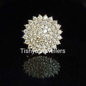 2ct Round Simulated Diamond Cluster Engagement Wedding Ring Solid 14K Yellow Gold , Cluster Ring, Bridal Ring, Art Deco Diamond Ring