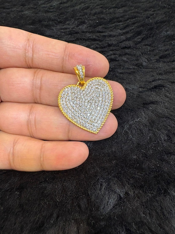 Collier Cœur Femme En Diamant Simulé 2ct - Plaqué Or Blanc 14K - Longueur 45,7 Cm - Argent Sterling 925