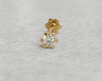Buy 18k Gold Diamond Nose Stud: CT Piercing Ring,