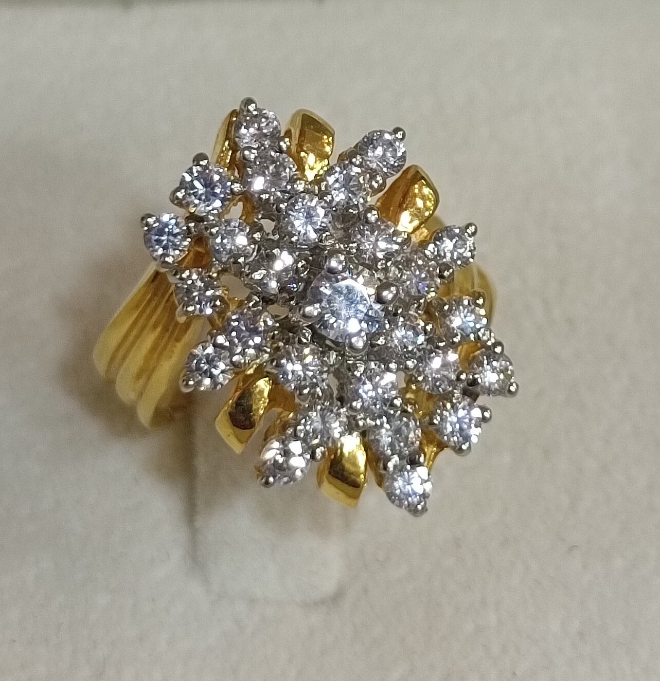 Bague En Or Jaune Plaqué/argent 14k Avec Diamant Simulé 2 Ct Ronde - Personnalisable, Neuf