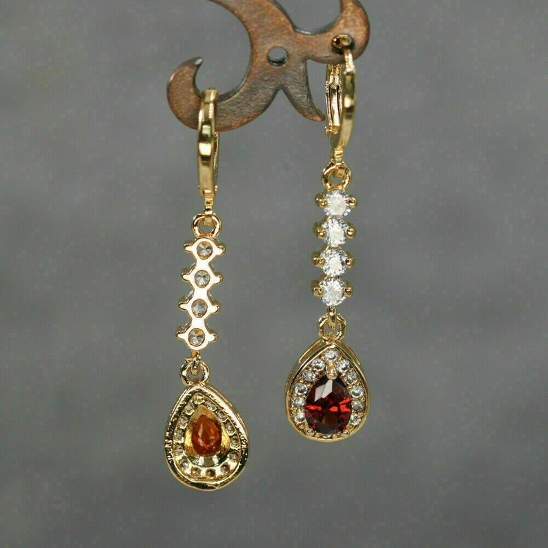 2.00 Ct Pear Cut Red Ruby & Diamond Drop/Dangle Earrings 14k Yellow Gold Over 2.00 Ct Pear Cut Red Ruby & Diamond Drop/Dangle Earrings 14k Yellow Gold Over
